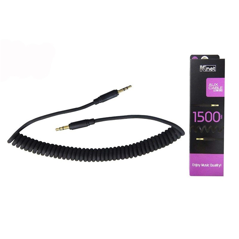 کابل 1 به 1 AUX فنری برند KNET درجه طول 1.5 متر
