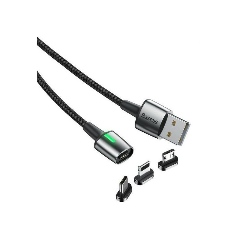 کابل آهنربایی سه سر بیسوس Baseus TZCAXC Zinc magnetic Cable Kit 1m