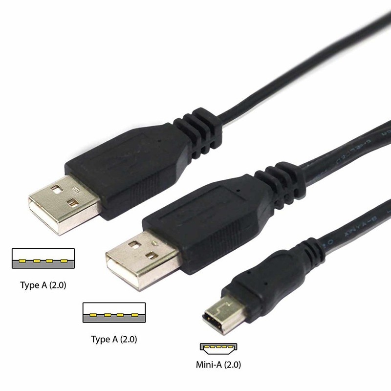 کابل مینی USB با یک سر کمکی 50 سانتی