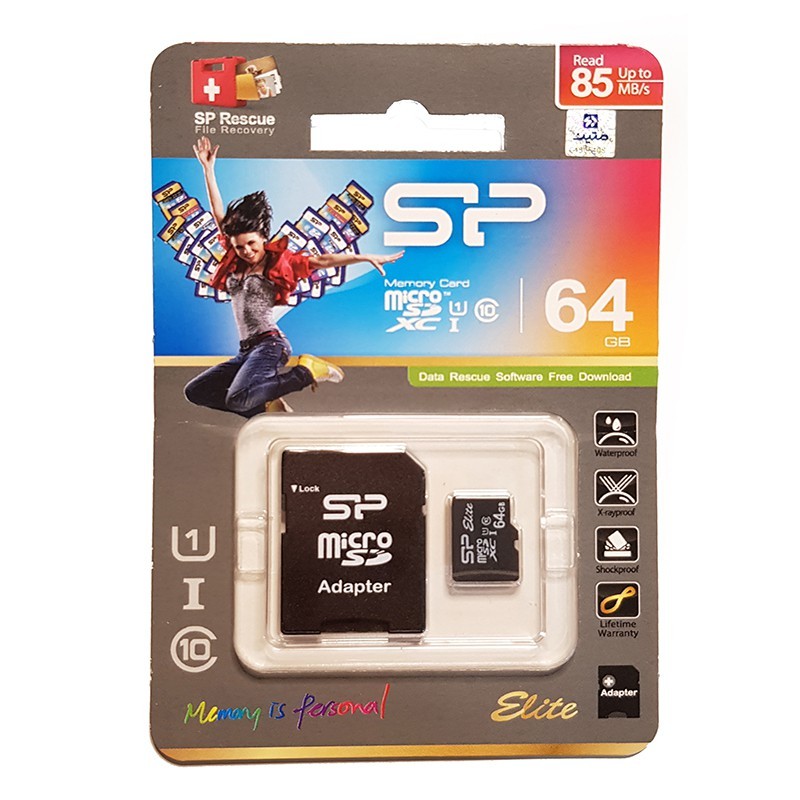 مموری میکرو 64 گیگابایت کلاس 10 سیلیکون پاور