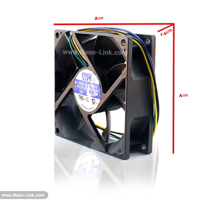 فن 12 ولت 0.70 آمپر بلبرینگی سایز 2.5*8*8