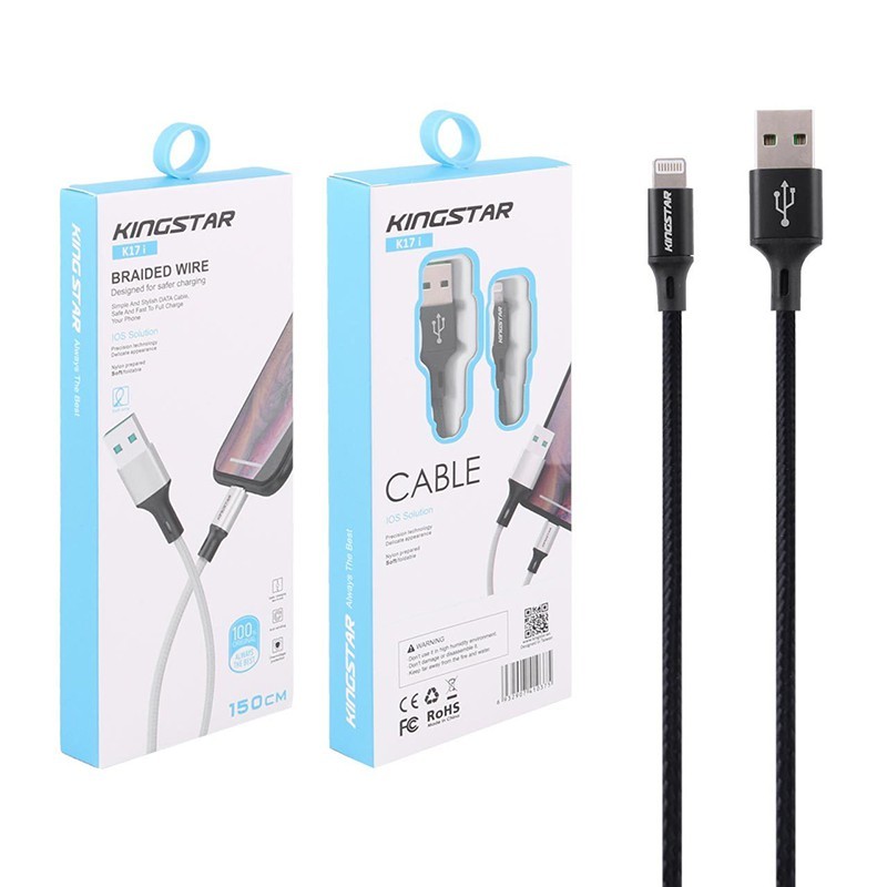 کابل شارژر USB به لایتنینگ کینگ استار مدل K17i طول 1.5 متر