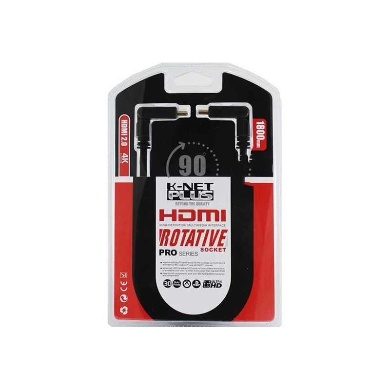 کابل HDMI V2.0 FLAT کی نت پلاس 90 درجه 1.8 متر