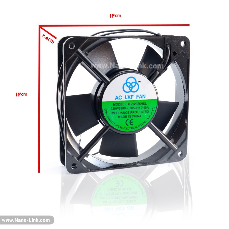 فن 220 ولت 0.10 آمپر بلبرینگی سایز 2.5*12*12