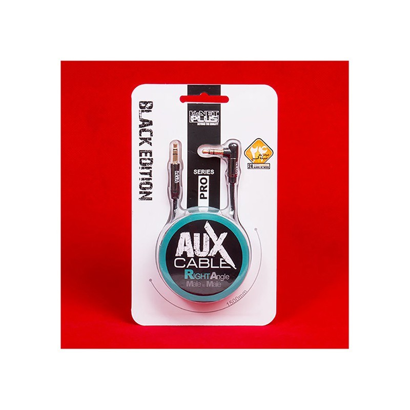 کابل 1 به 1 صدا AUX برند KNET PLUS یک سر 90 درجه 1.5 متر