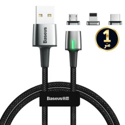 کابل آهنربایی سه سر بیسوس Baseus TZCAXC Zinc magnetic Cable Kit 1m