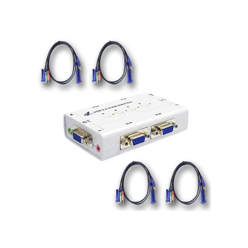 سوییچ KVM USB همراه با کابل 4 پورت