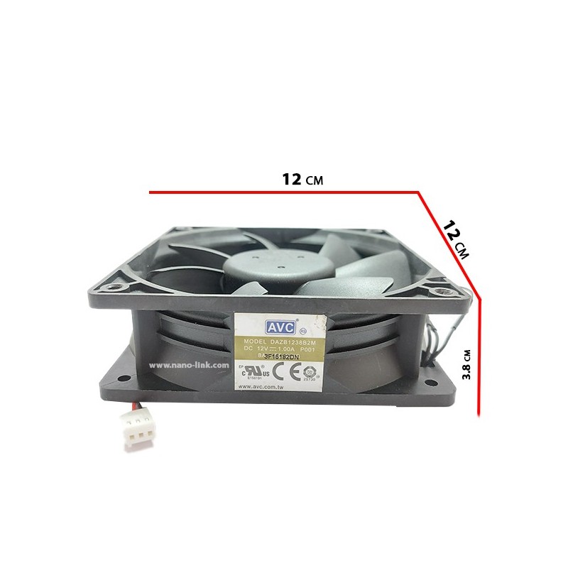 فن 12 ولت 1 آمپر ببلرینگی سایز 3.8*12*12