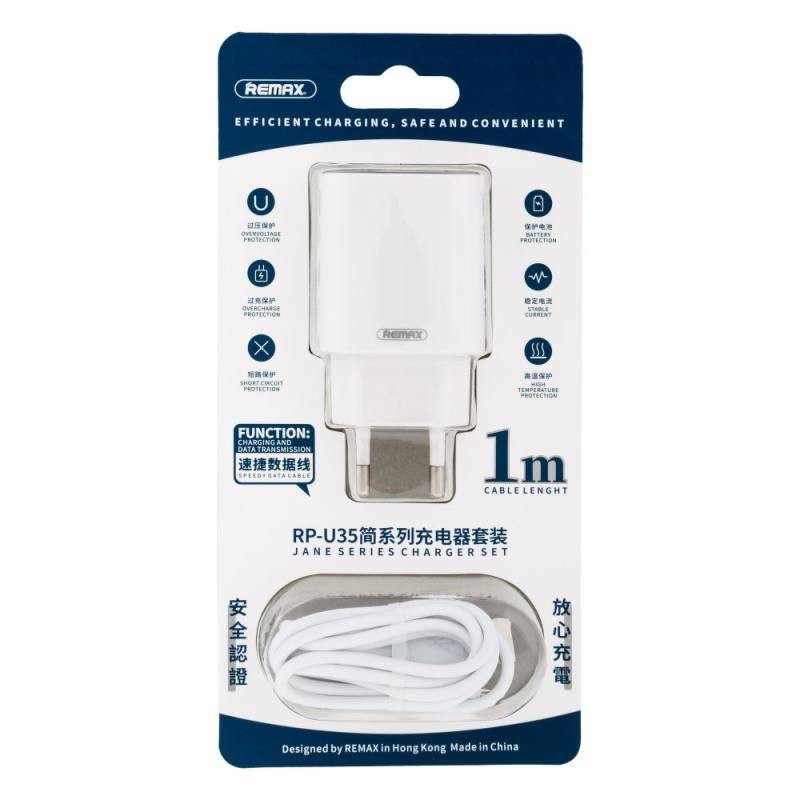 شارژ دیواری ریمکس مدل RP-U35 به همراه کابل تایپ سی