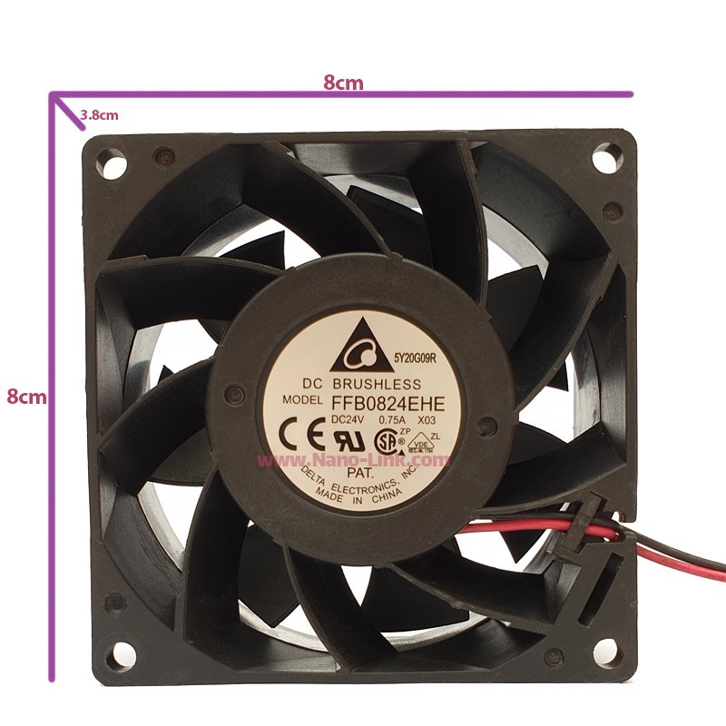 فن 24 ولت 0.75 آمپر بلبرینگی سایز 3.8*8*8