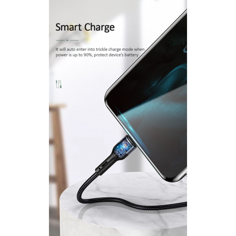 کابل شارژر و دیتای تایپ سی برند USAMS مدل U55 یک متر