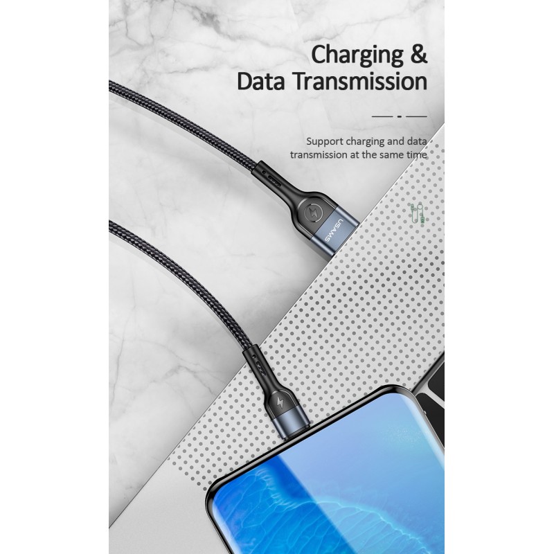 کابل شارژر و دیتای تایپ سی برند USAMS مدل U55 یک متر