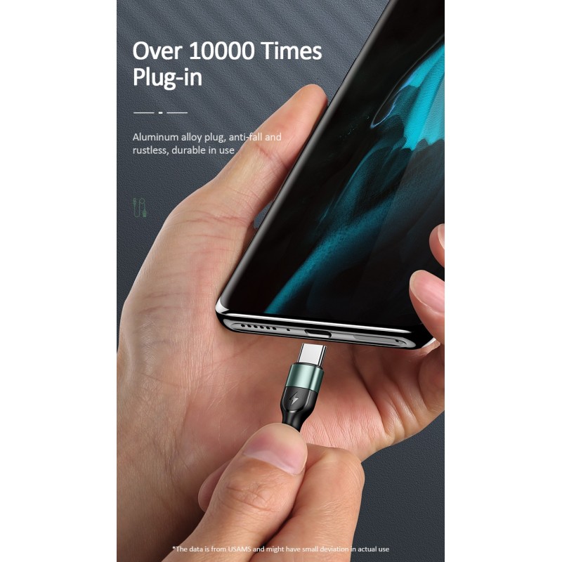 کابل شارژر و دیتای تایپ سی برند USAMS مدل U55 یک متر