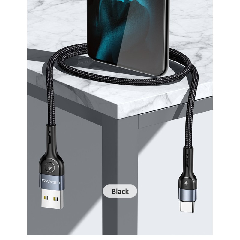 کابل شارژر و دیتای تایپ سی برند USAMS مدل U55 یک متر