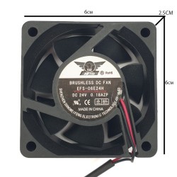 فن 24 ولت 0.18 آمپر بلبرینگی سایز 2.5*6*6