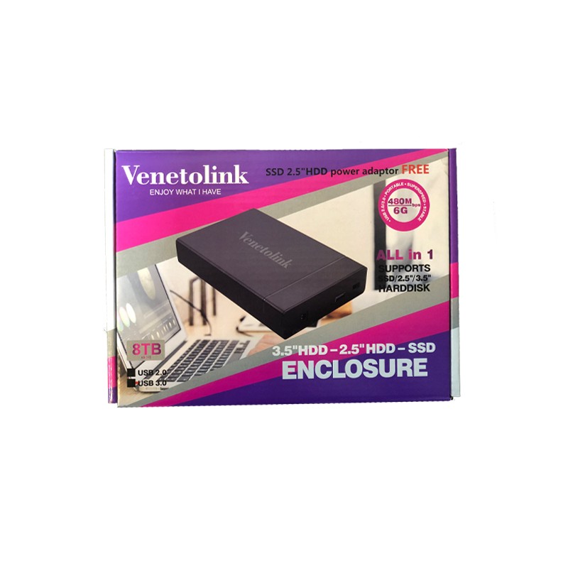 باکس هارد کمبو USB3 ساپورت 3.5 اینچ و 2.5 اینچ و SSD برند ونتولینک