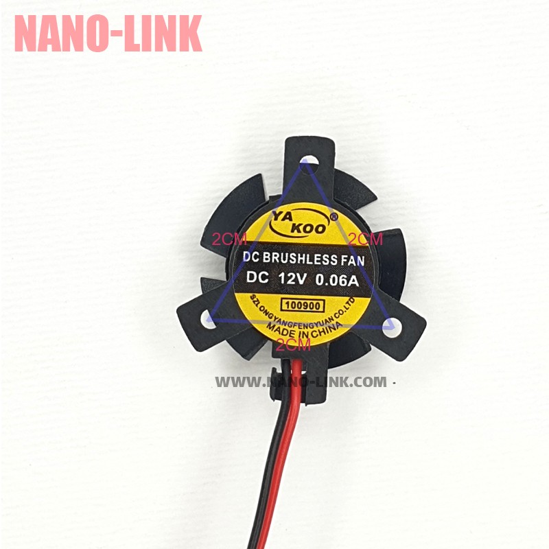 فن 12 ولت 0.06 آمپر بلبرینگی هدلایت سایز 1*2.3*2.3