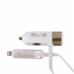 شارژر فندکی ریمکس اورجینال مدل RCC102 کابل میکرو و لایتنینگ یک متر