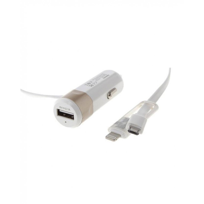 شارژر فندکی ریمکس اورجینال مدل RCC102 کابل میکرو و لایتنینگ یک متر