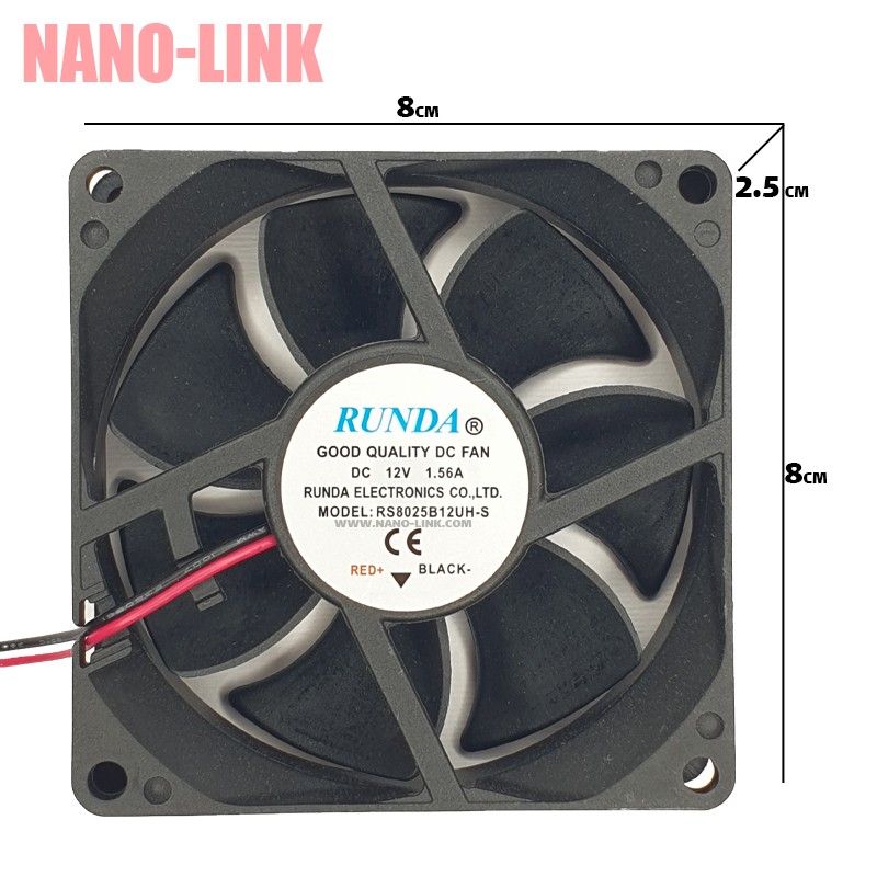 فن 12 ولت 1.56 آمپر بلبرینگی سایز 2.5*8*8