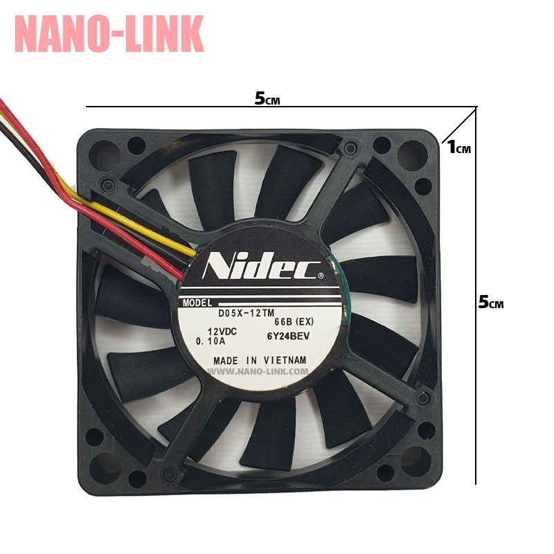 فن 12 ولت 0.10 آمپر بلبرینگی سایز 1*5*5