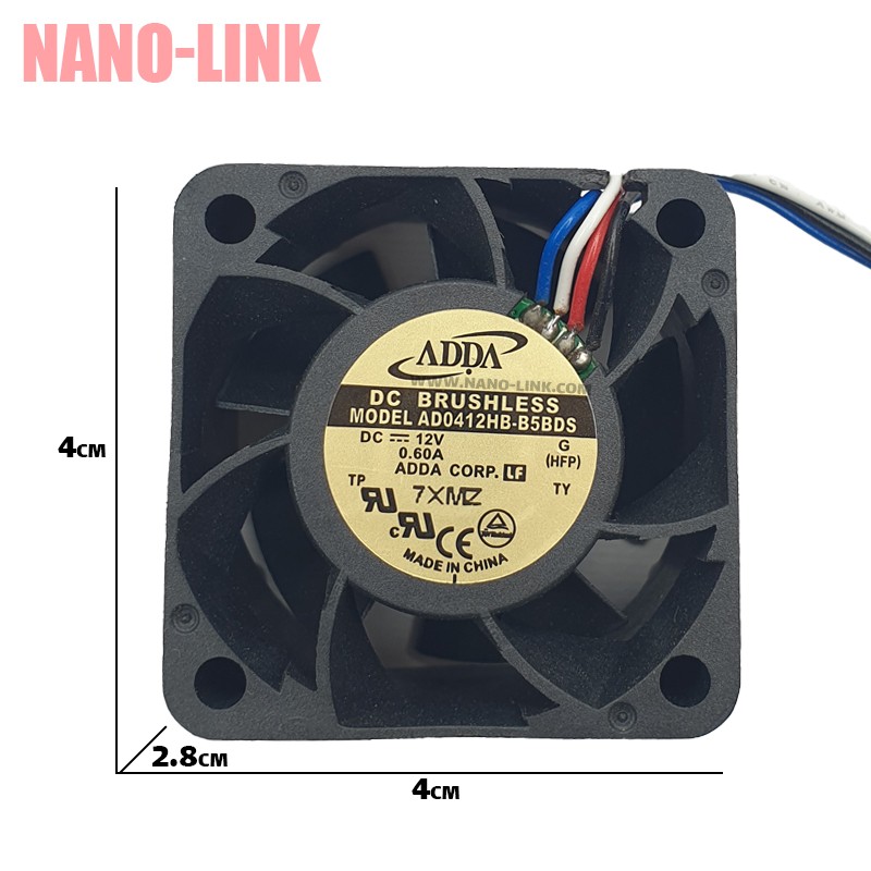 فن 12 ولت 0.6 آمپر بلبرینگی سایز 2.8*4*4
