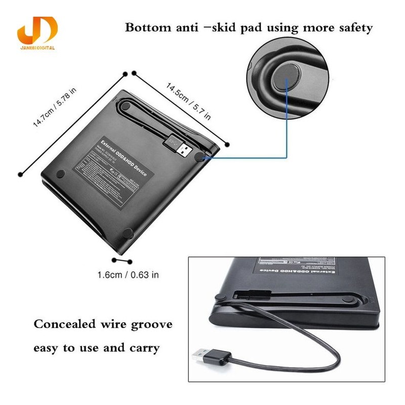 باکس DVD رایتر لپ تاپ نازک 9.5 میل USB 3.0