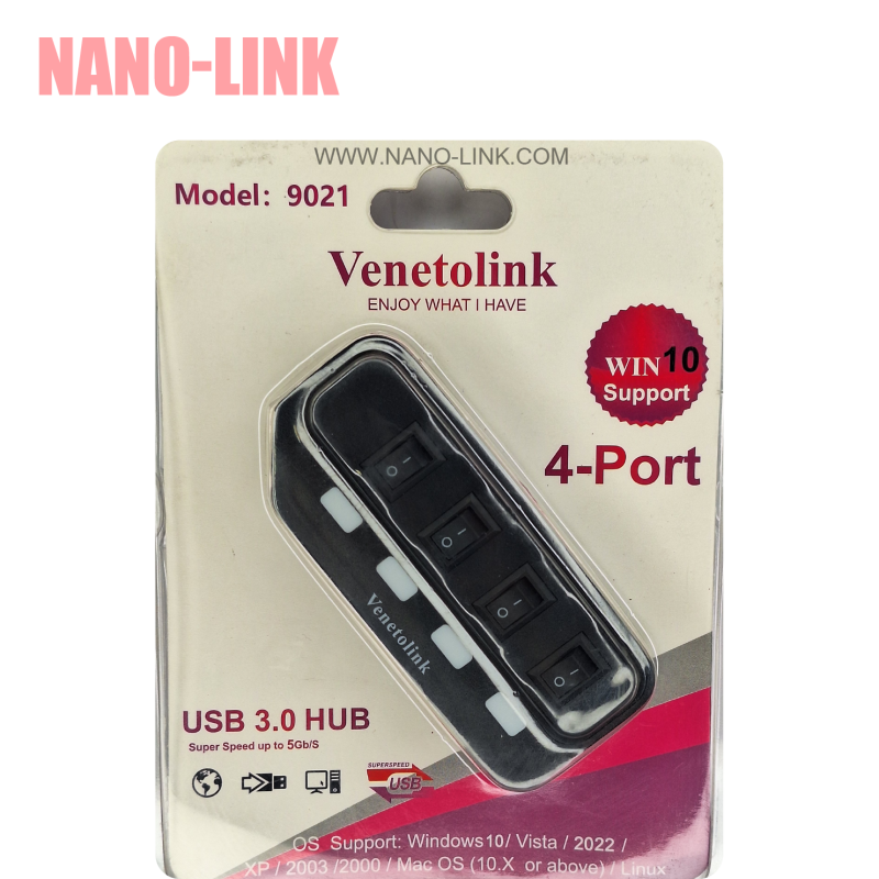 هاب USB 3.0 برند ونتولینک 4 پورت مدل 9021