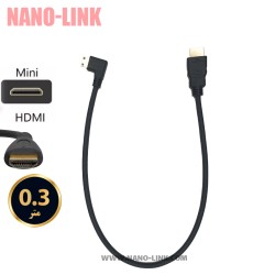 کابل مینی HDMI طول 30 سانت سر کج