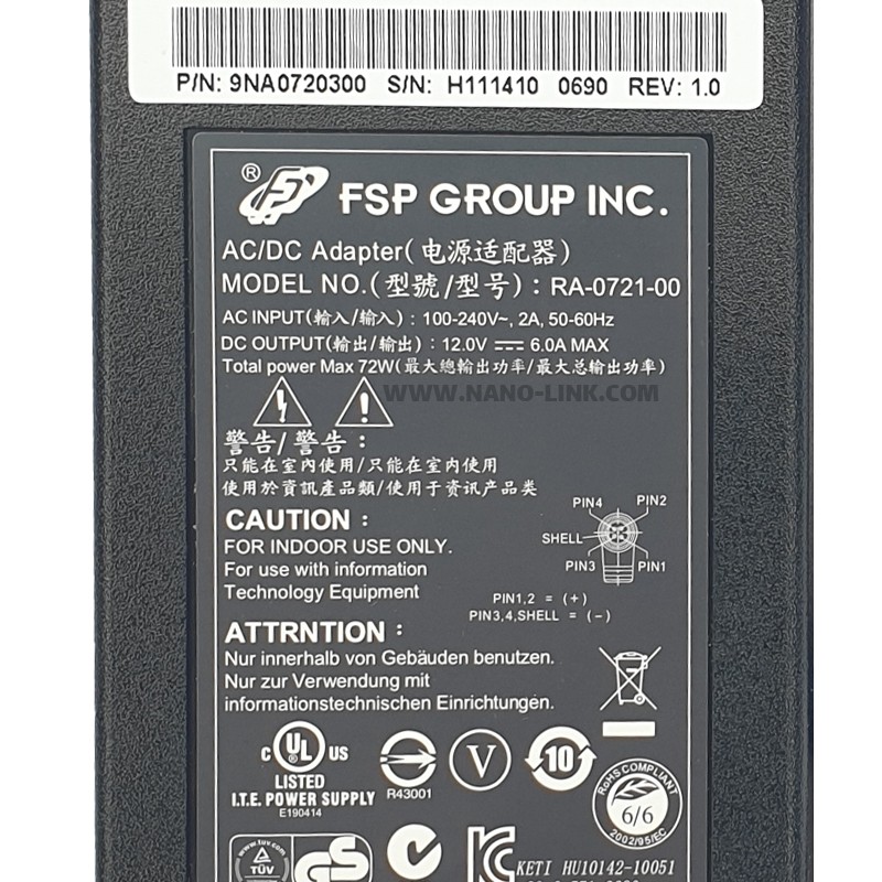 آداپتور 12 ولت 6 آمپر 4 پین اورجینال