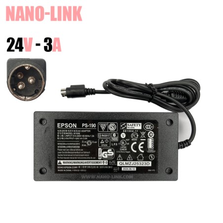 آداپتور فیش پرینتر 24 ولت 3 آمپر سه پین مدل PS190 برند اپسون اورجینال آداپتور فیش پرینتر 24 ولت 3 آمپر سه پین مدل PS190 برند اپسون اورجینال