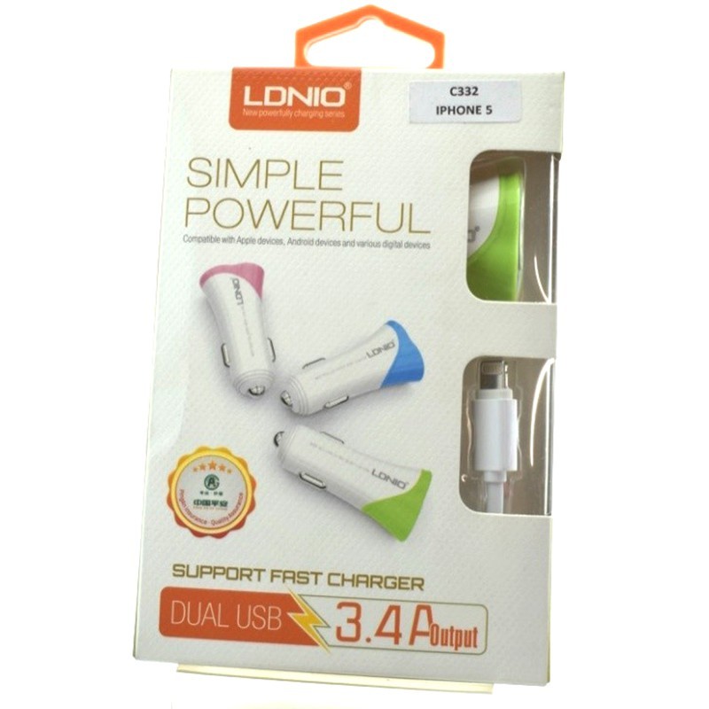 شارژر USB فندکی 2 پورت برند LDNIO مدل C332