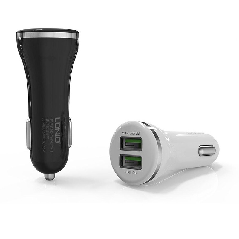 شارژر USB فندکی 2 پورت برند LDNIO مدل DL-C23