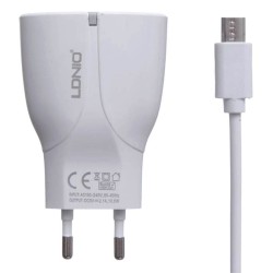 شارژر USB دیواری 2 پورت با کابل میکرو برند LDNIO مدل A2271